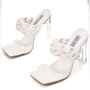 Cape Robbin Zimmer Chunky Block High Heels for Women, Transparent Booties Sz 7